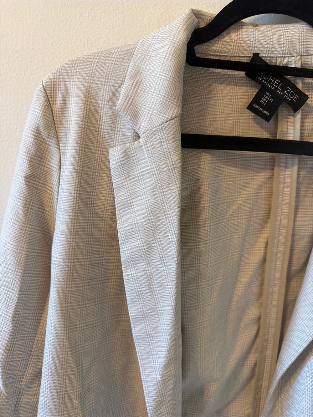 Rachel Zoe Light Beige Plaid Blazer - Women's Tailored Sport Coat
